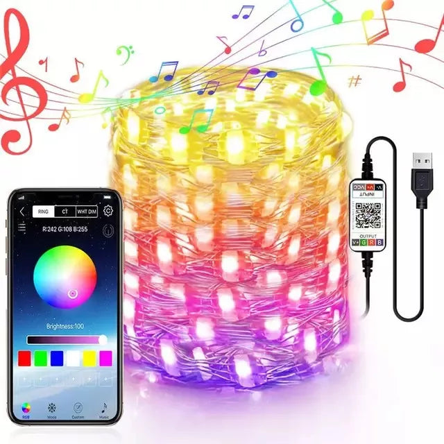 TIRA DE LUCES LED RGB INTELIGENTE NAVIDEÑAS 10 METROS 🎄🌈 CONTROL POR APP 📲